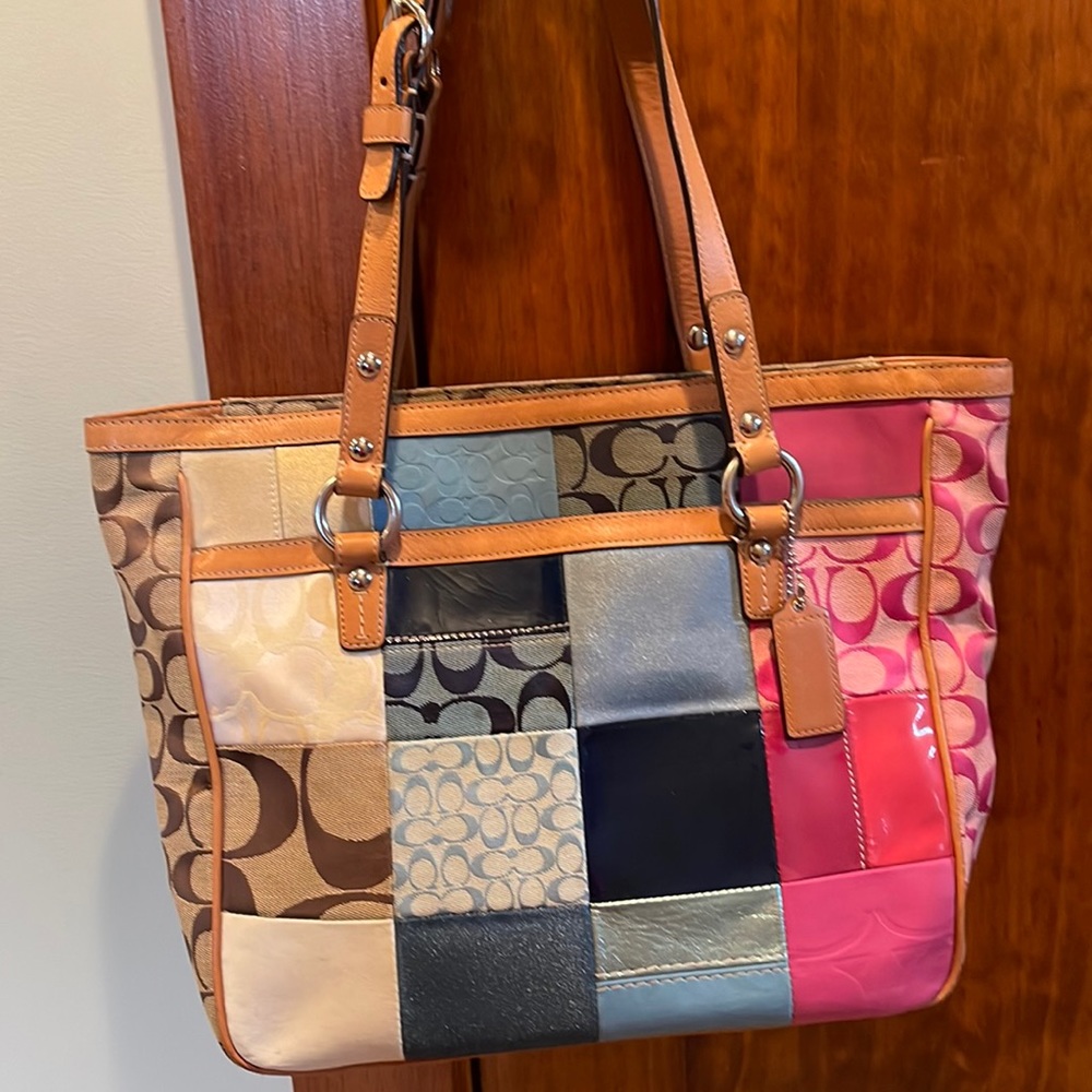 Coach large patchwork tote handbag